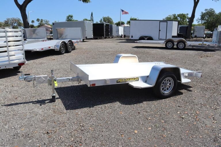 4.5×10 Aluminum Tilt Utility Trailer with a Gas Cylinder