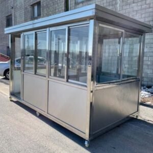 6.5 x 12 Stainless Steel Guard Shack, Double Sliding Door, Stainless Partition, Plain Jane