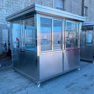 6.5 x 8 Stainless Steel Guard Shack, Sliding Door, Plain Jane