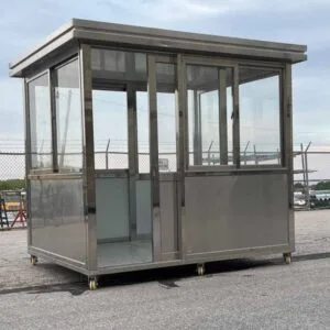 6.5 x 8 Stainless Steel Guard Shack with Double Sliding Door, Plain Jane