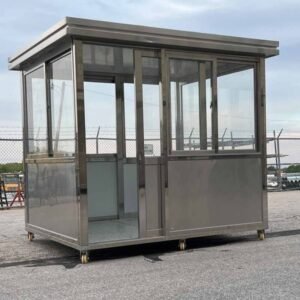 6.5 x 8 Stainless Steel Guard Shack with Double Sliding Door, Plain Jane