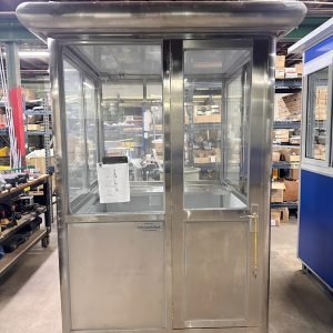 5×5 Stainless Steel Guard Shack, Swing Door, Table, Legs, Light