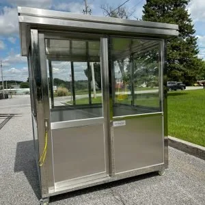 6.5 x 6.5 Stainless Steel Guard Shack, Sliding Door, All Panels Stainless Steel, Plain Jane