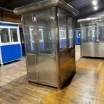 4×5 Stainless Steel Guard Shack, Swing Door, Curved Roof, With Legs and a Table — photo 2