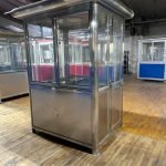 4×5 Stainless Steel Guard Shack, Swing Door, Curved Roof, With Legs and a Table — photo 4
