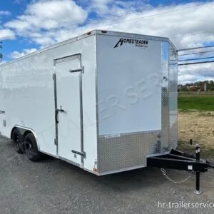 Homesteader 8.5 x 16 V-Nose Enclosed Car Hauler – Ramp Door