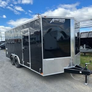 Homesteader 8.5 x 18 V-Nose Enclosed Car Hauler – Ramp Door