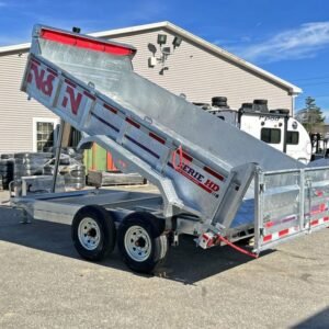 2024 N&N Trailers 7×14 14K Galvanized Hydraulic Dump w/Ramps, 2-Way Spreader Gate & Tarp Kit