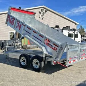 2024 N&N Trailers 7×14 14K Galvanized Hydraulic Dump w/Ramps, 2-Way Spreader Gate & Tarp Kit