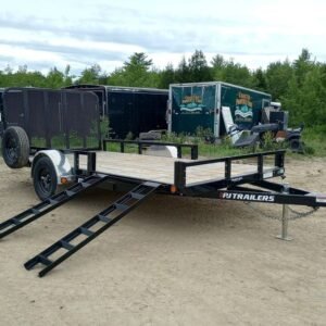 2024 PJ Trailers 7×14 Powder Coated Open Utility w/Rear Ramp Gate & ATV Side Loading Ramps