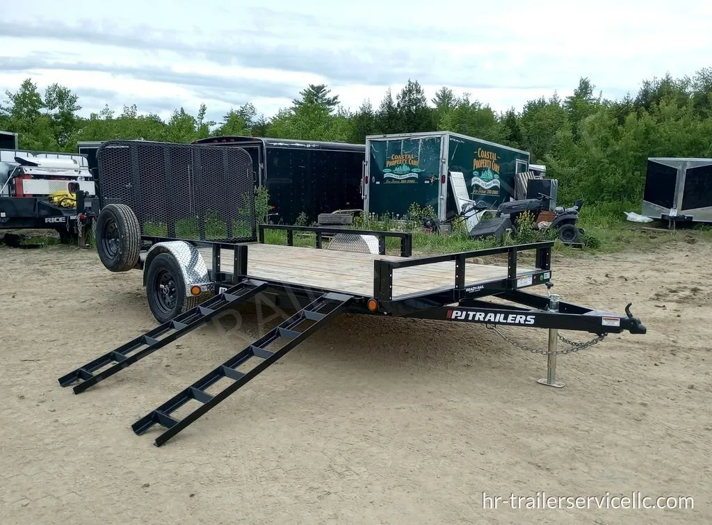 2024 PJ Trailers 7×14 Powder Coated Open Utility w/Rear Ramp Gate & ATV Side Loading Ramps — photo 5